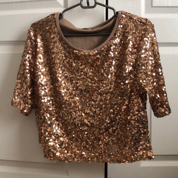 macy's gold sequin top